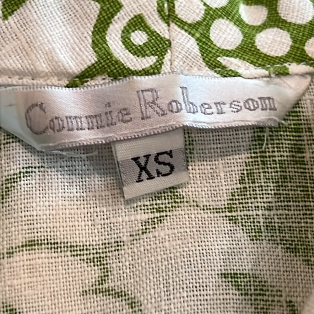 Connie Roberson XS Lime Green and White 100% Linen Blazer Jacket Floral - Picture 5 of 6